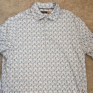 Daniel Cremieux White Polo with Multicolor Print